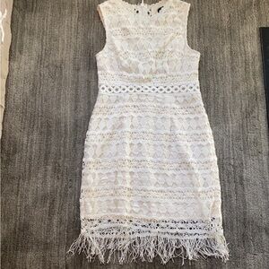 Lulus Kenna Fringe and Crochet Dress Medium